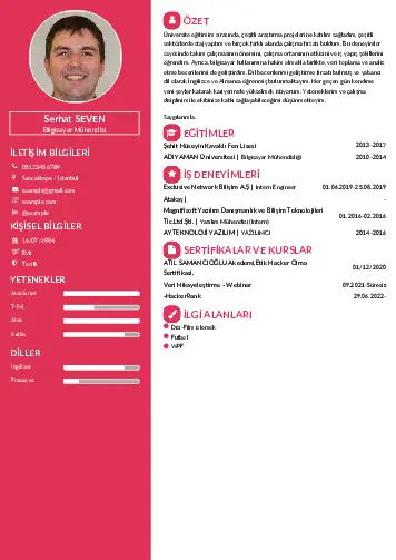 Bilgisayar Mühendisi CV Örnekleri cv indir